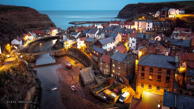 Staithes at Night by byrnephotography
