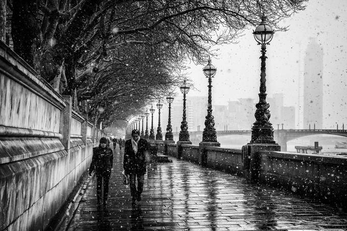 A snowy Albert Embankment by bazzaboy09 - Strangers In The City Photo Contest