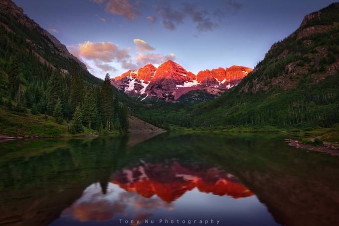 Maroon Bells at Sunrise by tonywu - Off The Grid Photo Contest