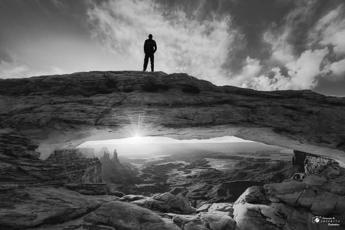 Watching sunrise by sushmitasadhukhan - Awesomeness In Black And White Photo Contest