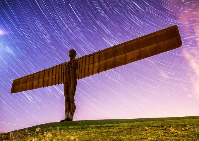 Angel of the North Star Trails. by shanzhi - Sci Fi Photo Contest