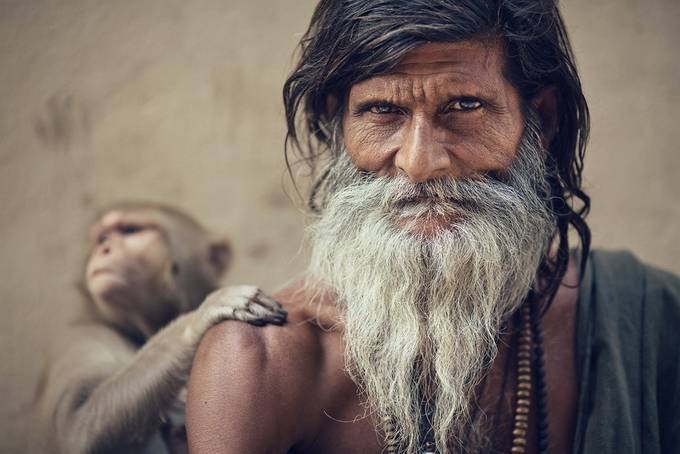 Sadhu and Monkey by antonjankovoy - Interesting People Photo Contest
