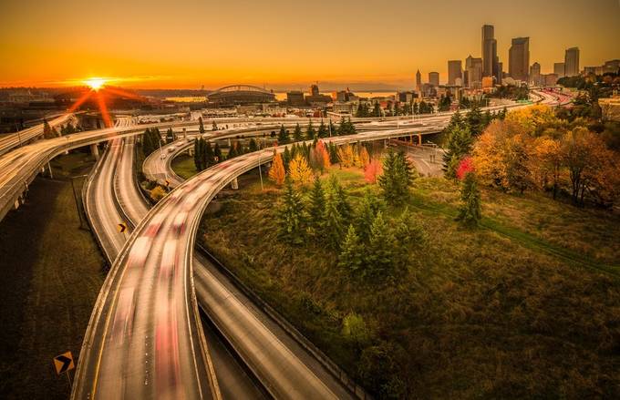 Seattle Sunset by DerekKind - Rule Of Thirds In The City Photo Contest