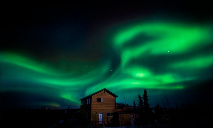 Green wings of aurora borealis  by Vishpala