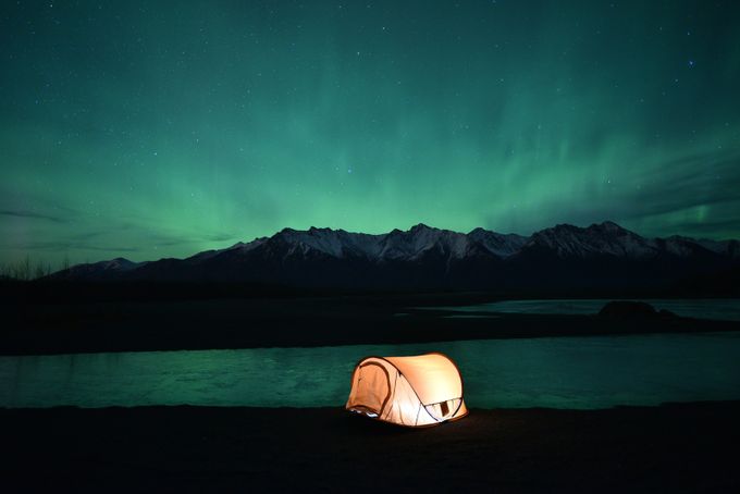 Camping under the aurora by DJMayImages - Favorite Travel Memory Photo Contest