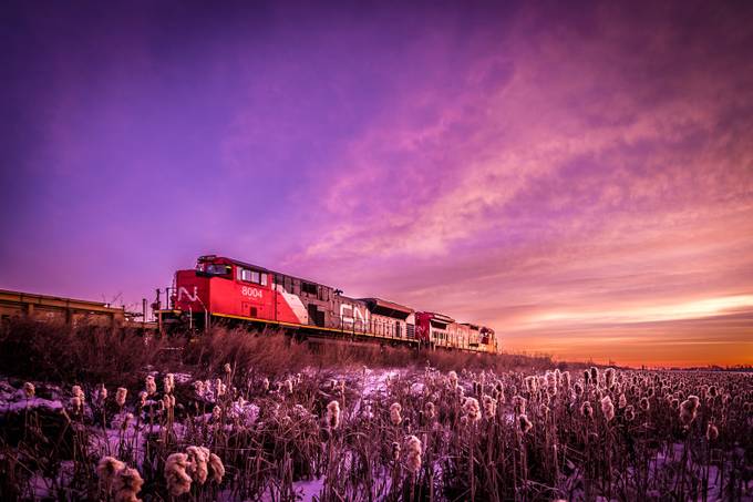 Train Running Down The Sunrise by blairknoxphoto - Trains And Railroads Photo Contest
