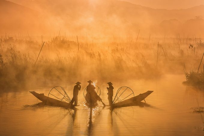 Three Fishermen by zayyarlynn - Orange Is The Color Photo Contest