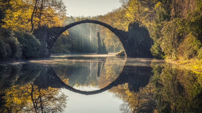 Rakotzbrücke by LukasPetereit - Reflections On Lakes Photo Contest
