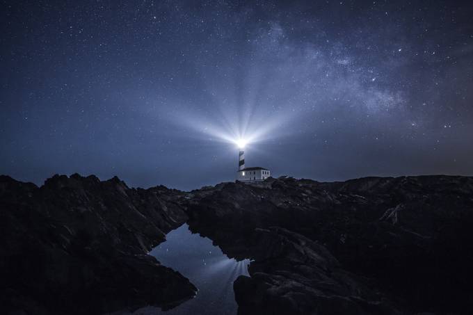 Favàritx Lighthouse by night by tizianamudu - A Milky Way Photo Contest