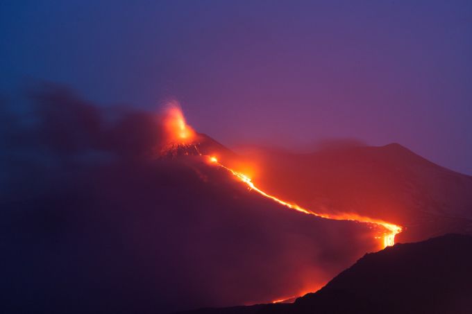 Eruption on Etna   by RonTear - Bright Colors In Nature Photo Contest