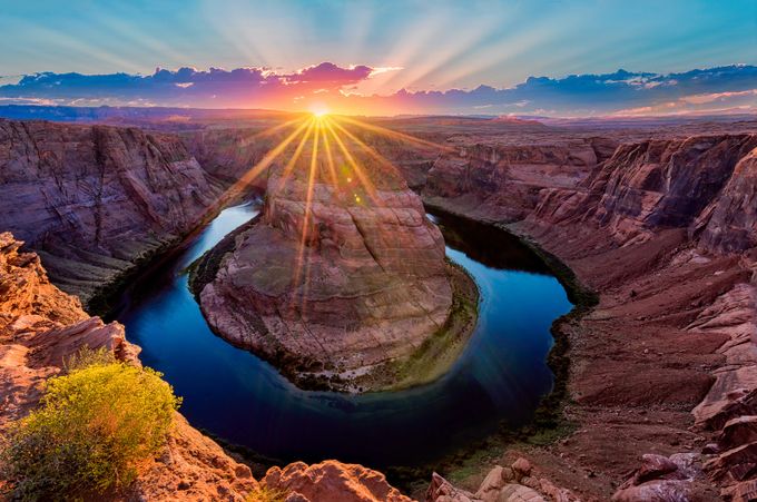 Sunset at Horseshoe Bend by DaveKochPhoto - Bright Colors In Nature Photo Contest