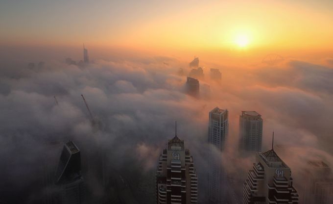 This fog is on fire by ashtraus - City Sunsets Photo Contest