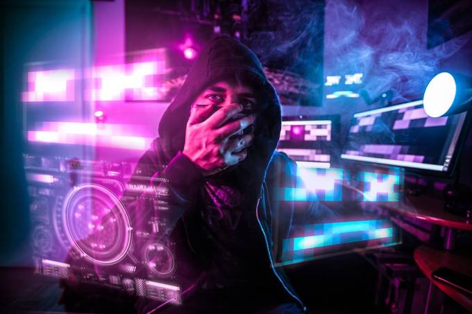 Cyberpunk Selfie by Swen_Darwin_Cubilette - Tech In Purple Tones Photo Contest