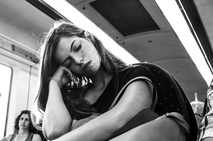 sleeping on the train by cristinamsoler - Natural Light Portraits Photo Contest