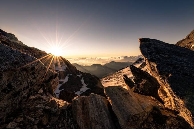 Rocky Sunrise in Swiss Alps, 10‘800 feet above sea level by patmeierphoto - Rough Landscapes Photo Contest