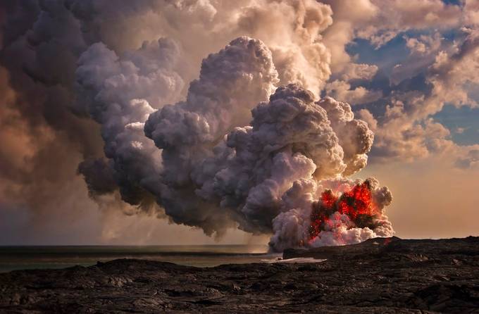 Sunset Volcanic Eruption at Kalapana. by PreissAlex - Creative Landscapes Photo Contest vol11