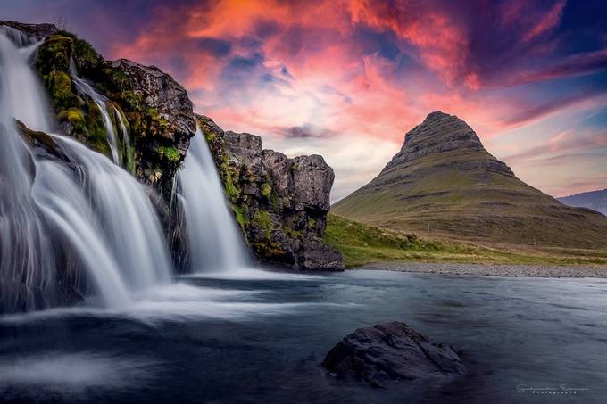 Kirkjufell Sunset by Geinis - Majestic Waterfalls Photo Contest