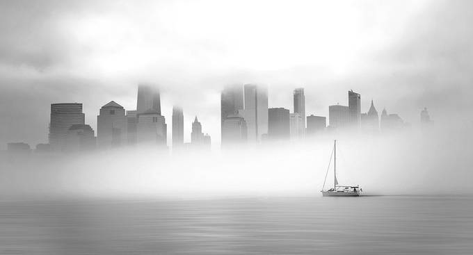 NY in the Fog by LucaG79 - Monochrome Tranquility Photo Contest